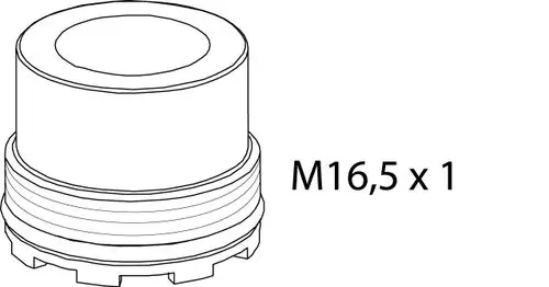 Luftsprudler von Ideal Standard in der dargestellten Form, mit einer runden Oberseite und einem gewellten Gewinde für die Befestigung.